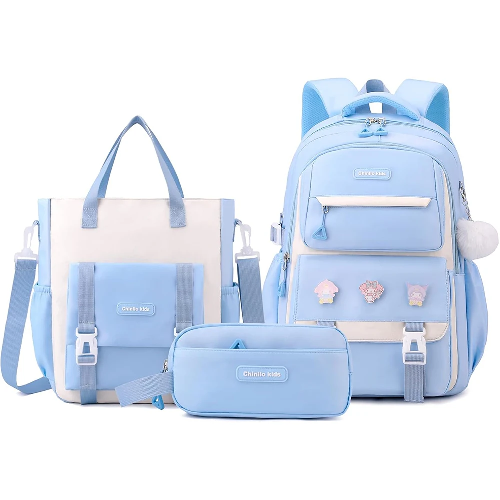 Chinllo Kids Large Capacity Schoolbag Girls Boys Backpack Foldable Student Teens Casual School Backpack with pencil case 0428