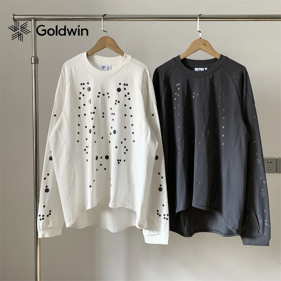 GOLDWIN 0 Series Unisex Long Sleeve Tee Full Laser Reflective Print Crew Neck Techwear Outdoor Hiking Base Layer Top