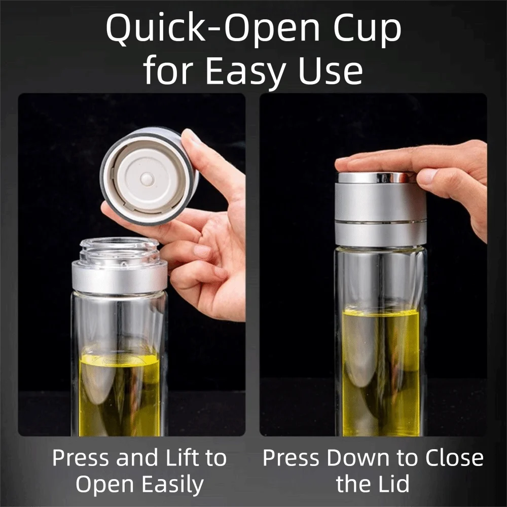 Double Anti-Scald Glass Water Cup Borosilicate Glass One Click Opening Infuser Tumbler Leak Proof with Tea Filter view 2
