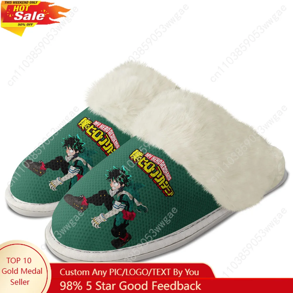 

My Hero Academia Plush Slippers Warm Shoes Mens Womens Home Plush Slipper Cotton Bedroom Anime Custom Made Thermal Light Slipper