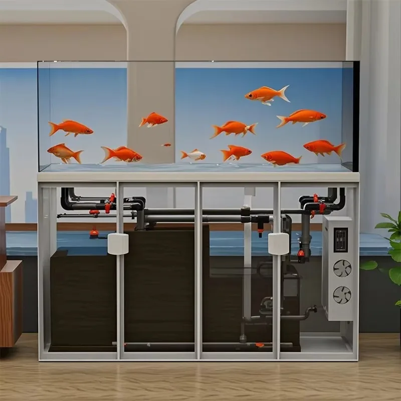 Clear Glass Aquarium Tank with Built-in Filter Pump System  Design Fish Tank Aquarium