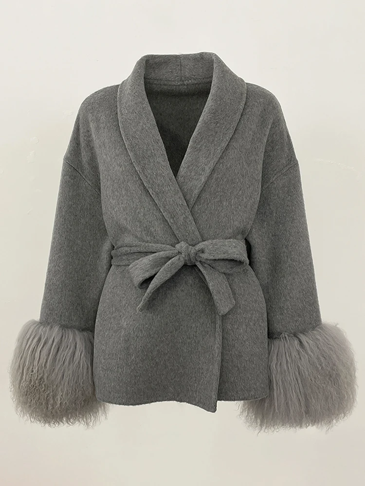 ملابس صوفية جديدة على الموضة للسيدات لعام 2025 سترة صوفية للخريف والشتاء معطف نسائي من فراء الأغنام منغوليا الطبيعية