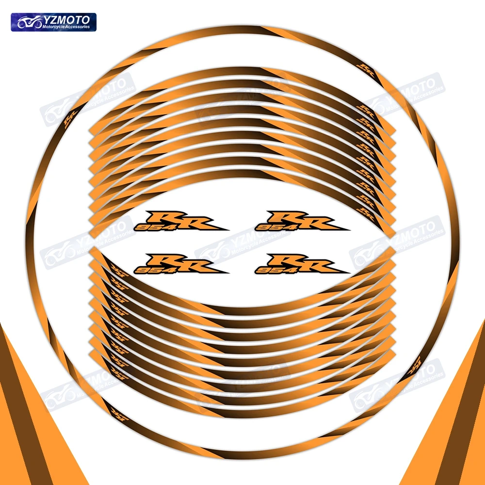 

Наклейки на колеса для мотоцикла Honda CBR 954RR, 17 дюймов, на переднее и заднее колесо, светоотражающие, декоративные, на обод колеса