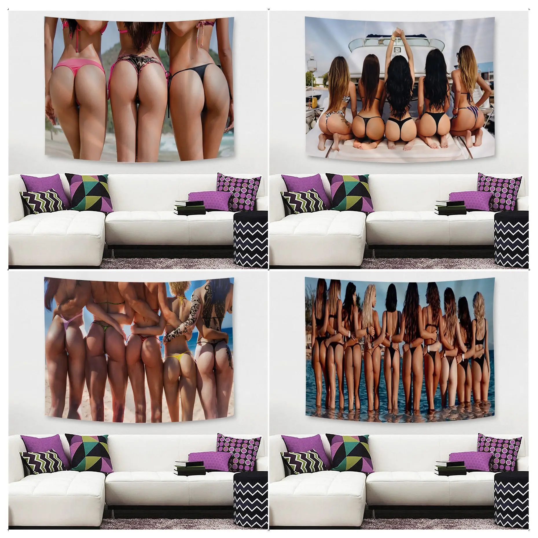 

Sexy Girl Ass Bikini Chart Tapestry Japanese Wall Tapestry Anime INS Home Decor