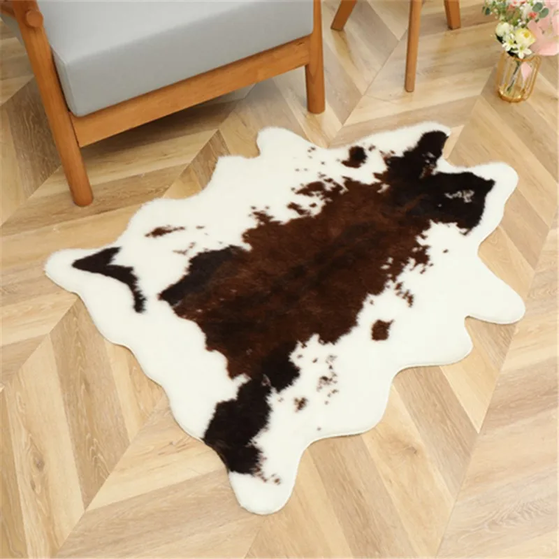 Faux Fur Animal Cow Hide Carpet,Sturdy and Large Size Cow Print Rugs, Suitable for Bedroom Living Room Western Decor