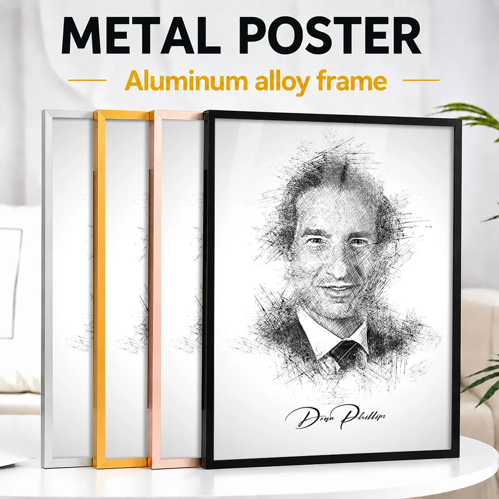Dean Phillips Portrait Metal Poster With Aluminum Alloy Frame Personalized Sketch Drawing Wall Art For Library And Reading Room