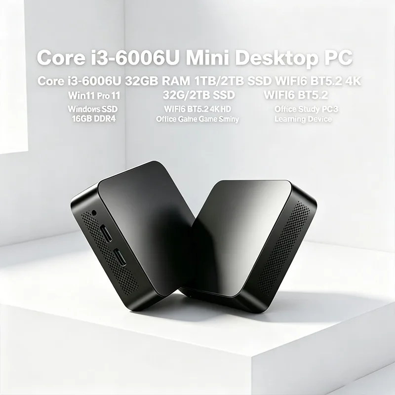 

Core I3-6006U Compact Mini PC Win11 Pro 32GB RAM 1TB/2TB SSD 4K Visual WiFi6 BT5.2 Multifunctional Home Office Laptop