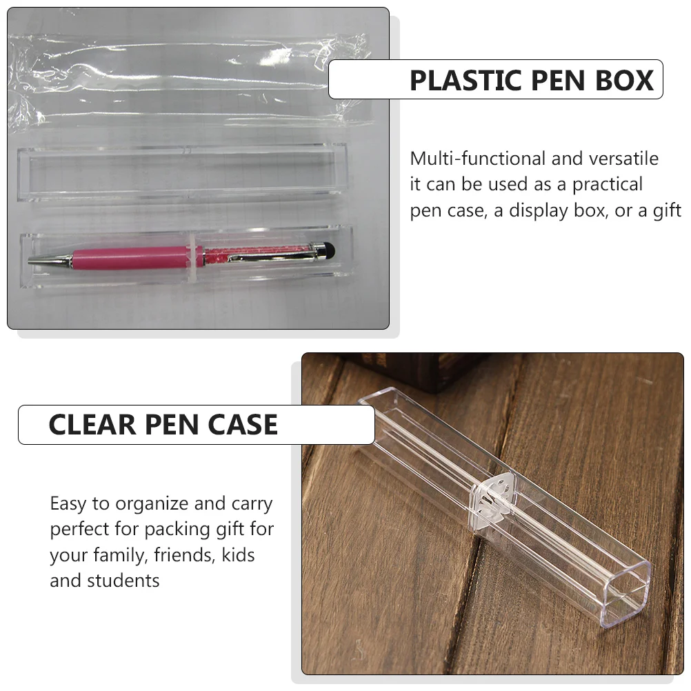 10 Pcs Pencil Case Ballpoint Box Clear Container Gift Plastic Office Supplies Square