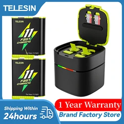 TELESIN Fast Charging Battery For GoPro 12 Hero 11 10 9 1750 mAh Battery 2 Ways Fast Charger Box TF Card Storage For GoPro11 10