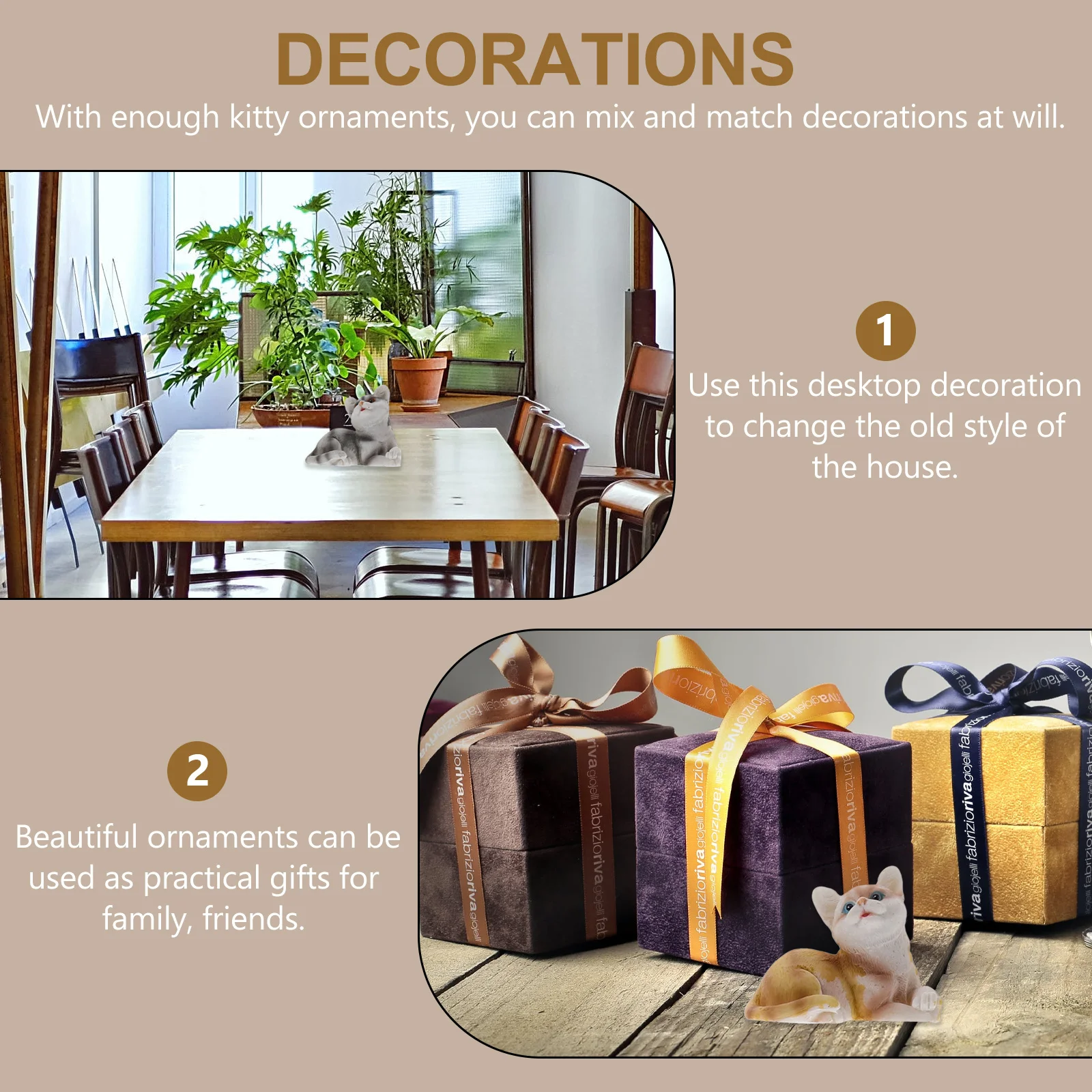 

4Pcs Resin Mini Cat Ornaments Desktop Decoration Creative Cat Decoration Figurines Home Office Dollhouse Scene