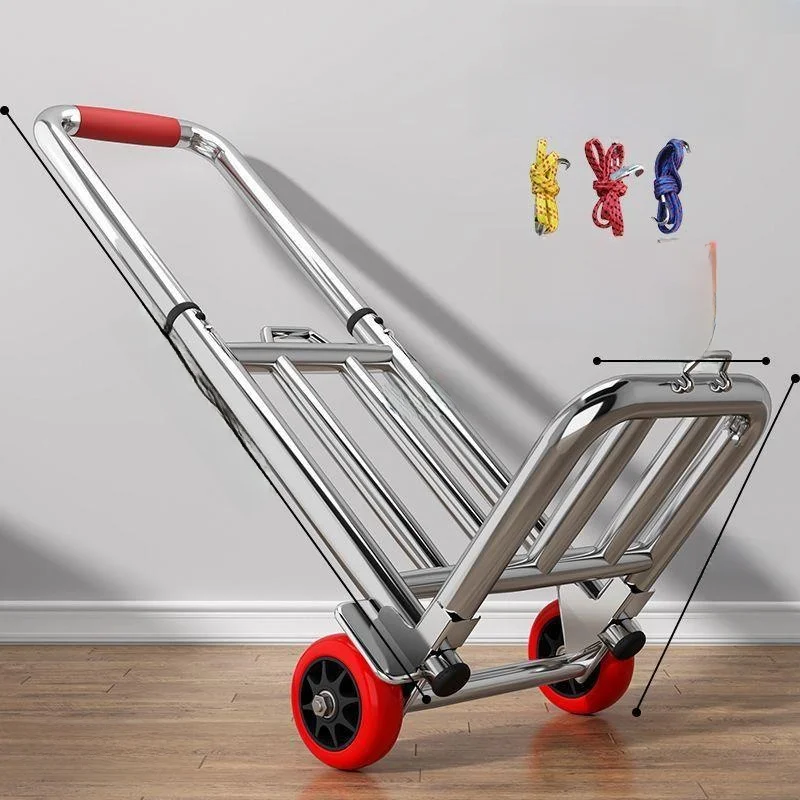 Tragbarer Kleiner Aluminiumlegierung Leichtgewichtiger Klappbarer Handwagen mit Zwei Rädern Geräuscharmer Treppensteiger-Handwagen