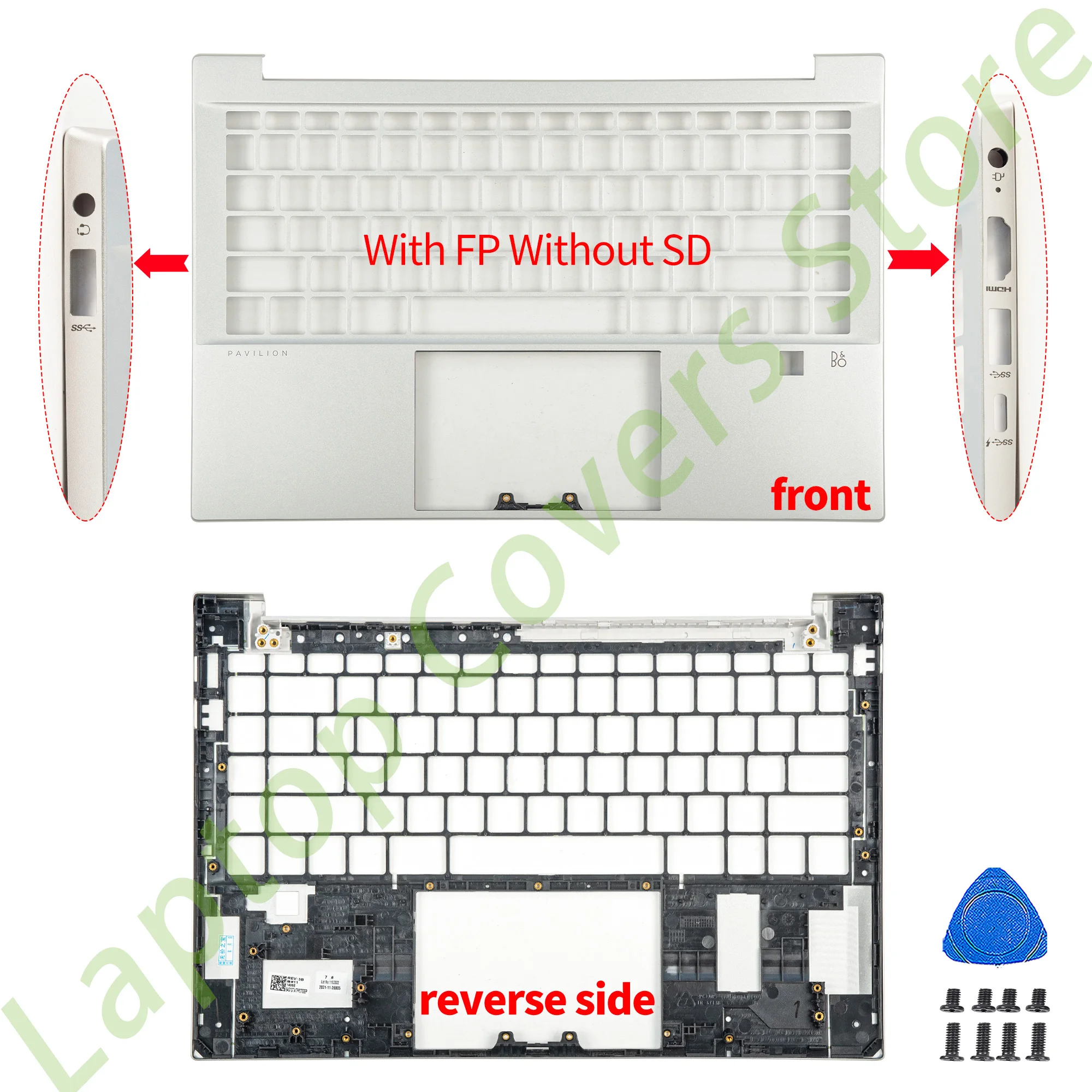 Imagem -06 - Laptop Prata Tampa Traseira Fingerprint Bottom Case Substituição de Dobradiças Pavilhão 14 14-dv Tpn-q244 Lcd Tampa Traseira