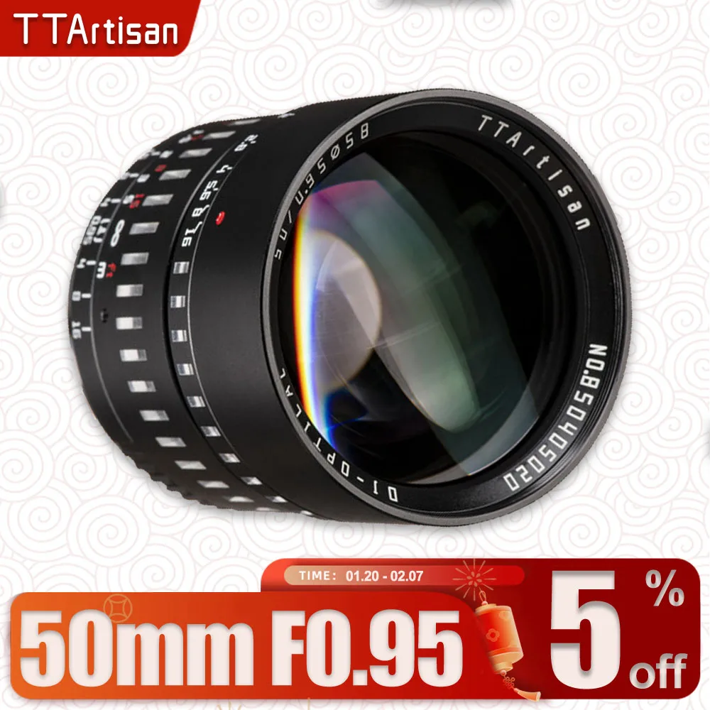 

TTArtisan APS-C 50mm F0.95 Large Aperture Portrait Lens for Sony A7RIII Canon R5 Nikon ZFC Fujifilm XT-100 M43 Sigma L Mount