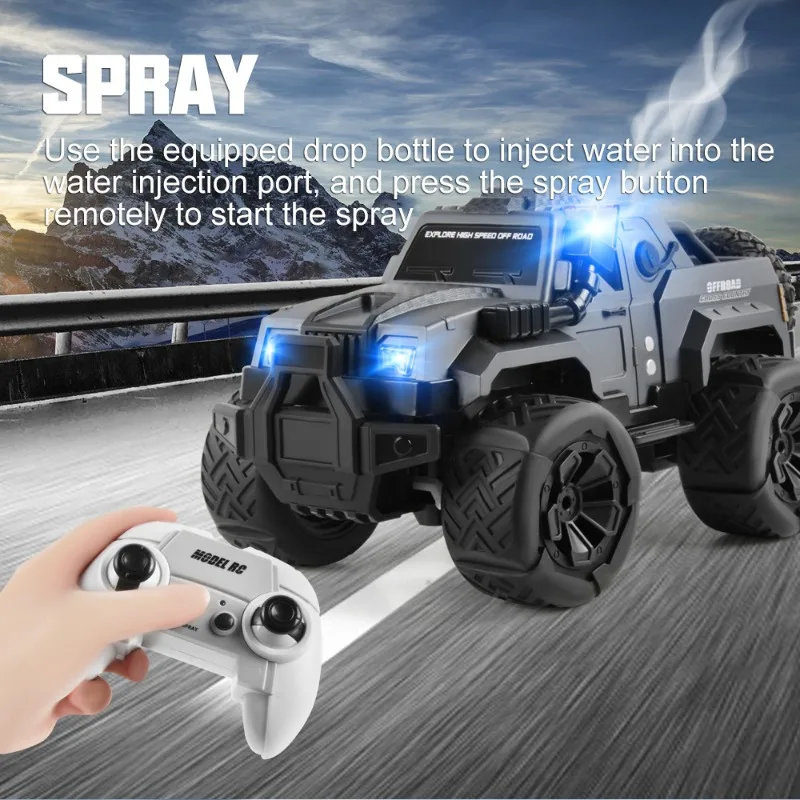 Игрушечный автомобиль Kawaii, забавный подарок-обновление 1:16, высокоскоростные внедорожные радиоуправляемые автомобили для восхождения, радиоуправляемый грузовик с спреем для крыльев, игрушки для мальчиков, грузовик-монстр