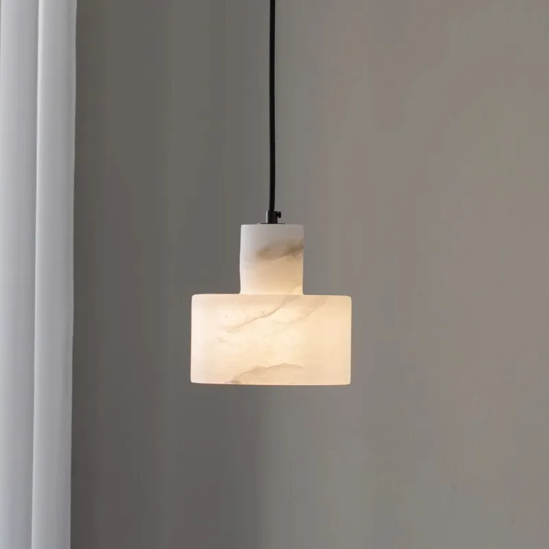 

Simple Natural Marble Pendant Light Porch Balcony Restaurant Table Bar Bedroom Bedside Single Small Chandelier Indoor Home Decor