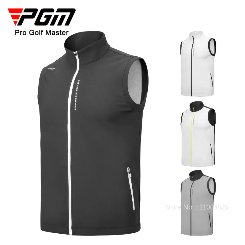 PGM Men Sleeveless Soft Golf Jackets Male Keep Warm Sport Vest Men Coldproof Zipper Pockets Coats Winter Casual Jackets M-XXL