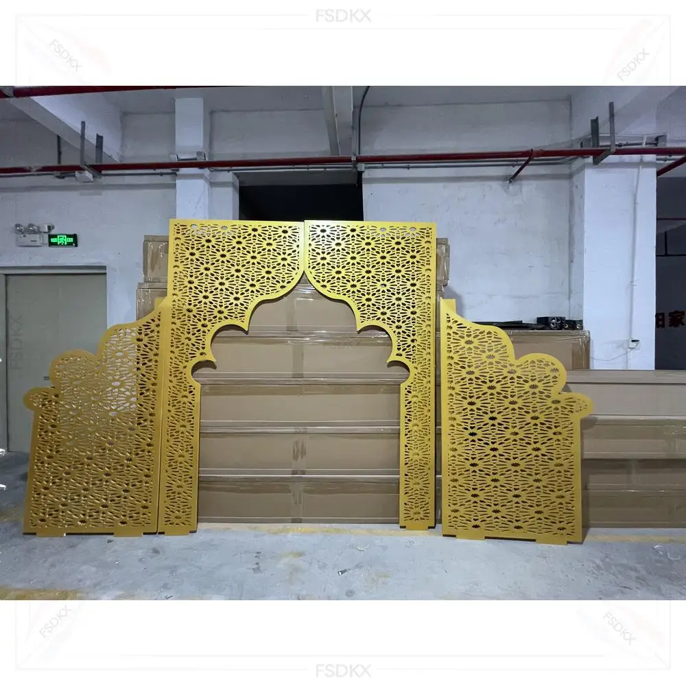 for  Curve Backdrop Transparent Cutout White Golden Metal Gate Arch Flower Floral Backdrop Stand for Wedding