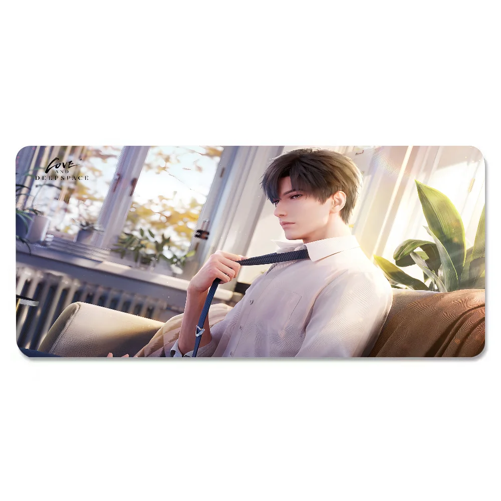 لوحة ماوس Game Love And Deepspace كبيرة مضادة للانزلاق بحواف مخيطة، حصيرة متينة للألعاب المكتبية والكمبيوتر المحمول ​   لوحة المفاتيح 900x400 ملم