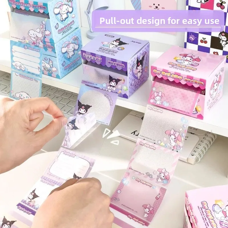 Kuromi Pull-Out Sticky Notes Set Transparent Frosted Storage Box Compact Memo Pad for Elementary School Students Kaway Gift view 4