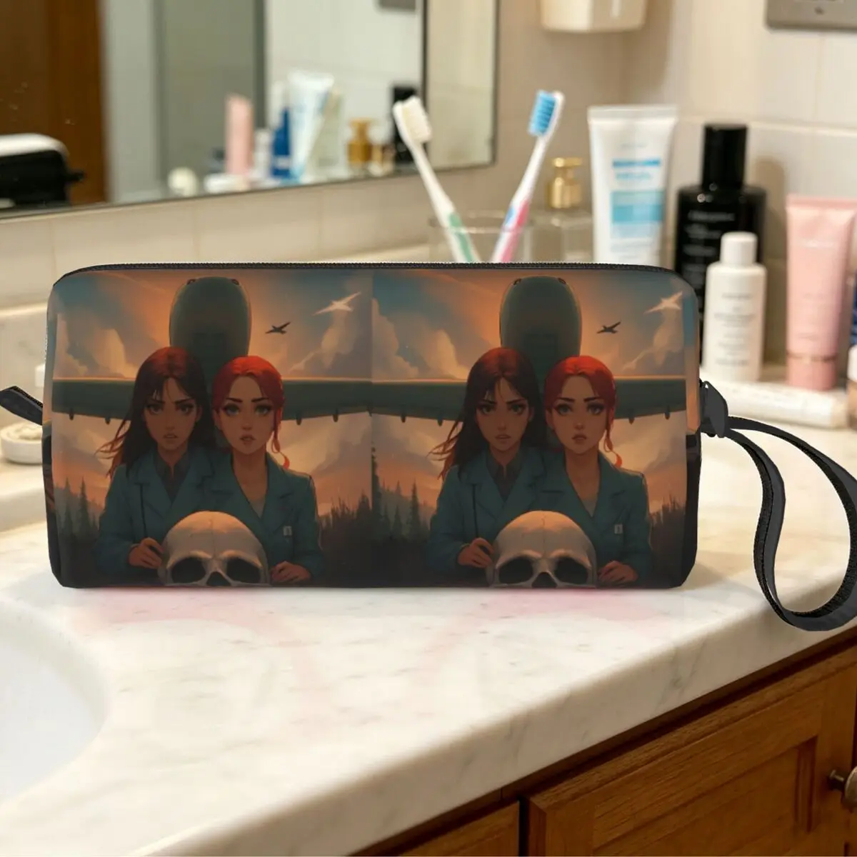 Cranium Freenbecky Poster Makeup Bag Cosmetic Organizer Toiletry Cosmetic Bag for Women Beauty Travel Pencil Case