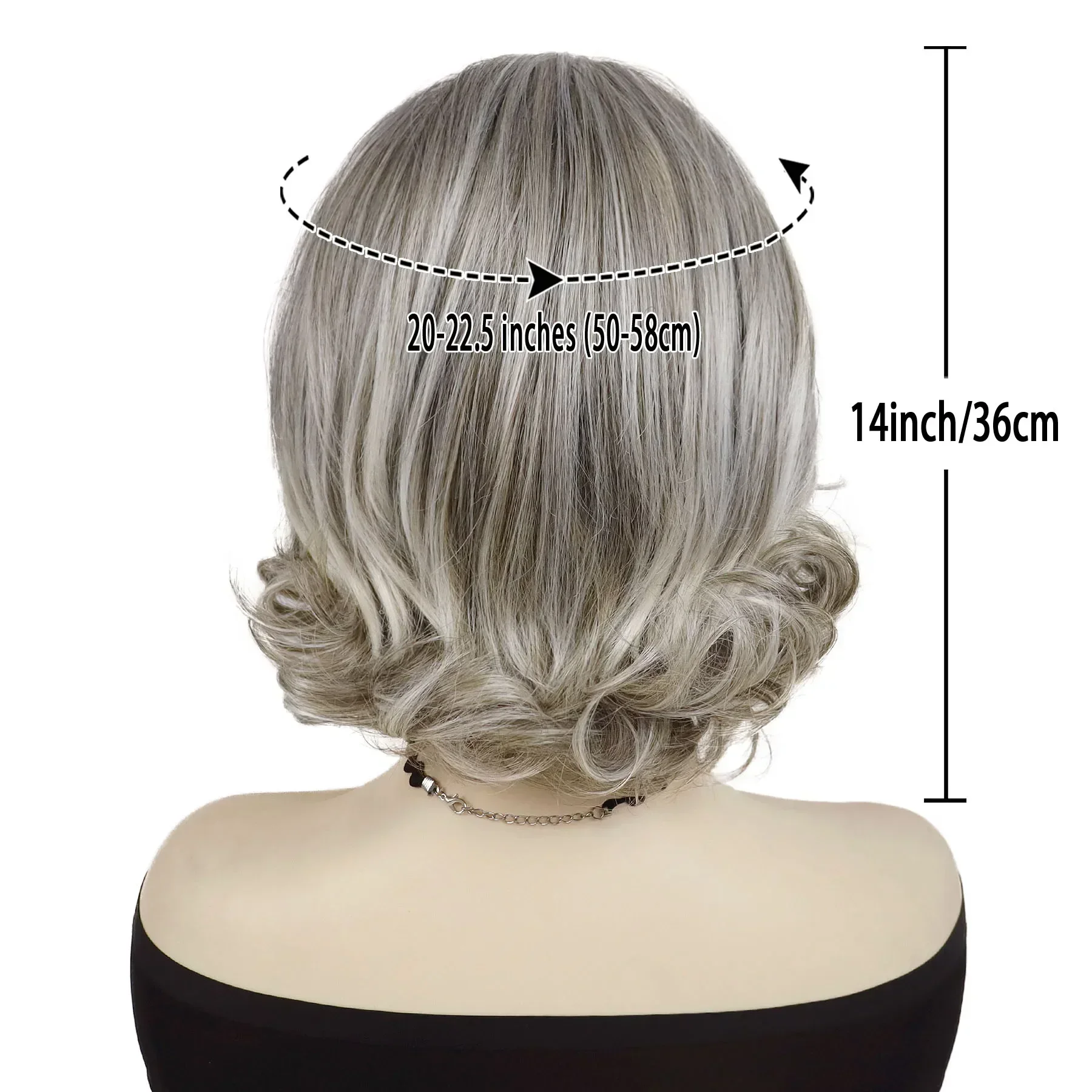 Premium Synthetic Grey Wigs for Women Short Curly Wig Messy Hair Top Styles Fluffy Wavy Mixed Gray Mommy Wig Granny Grandma Wigs