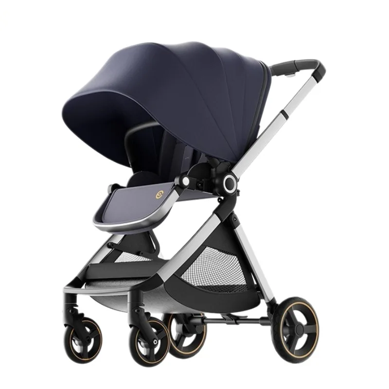 Picture 6: High landscape can sit and lie down, one-button folding baby carriage, two-way lightweight baby stroller