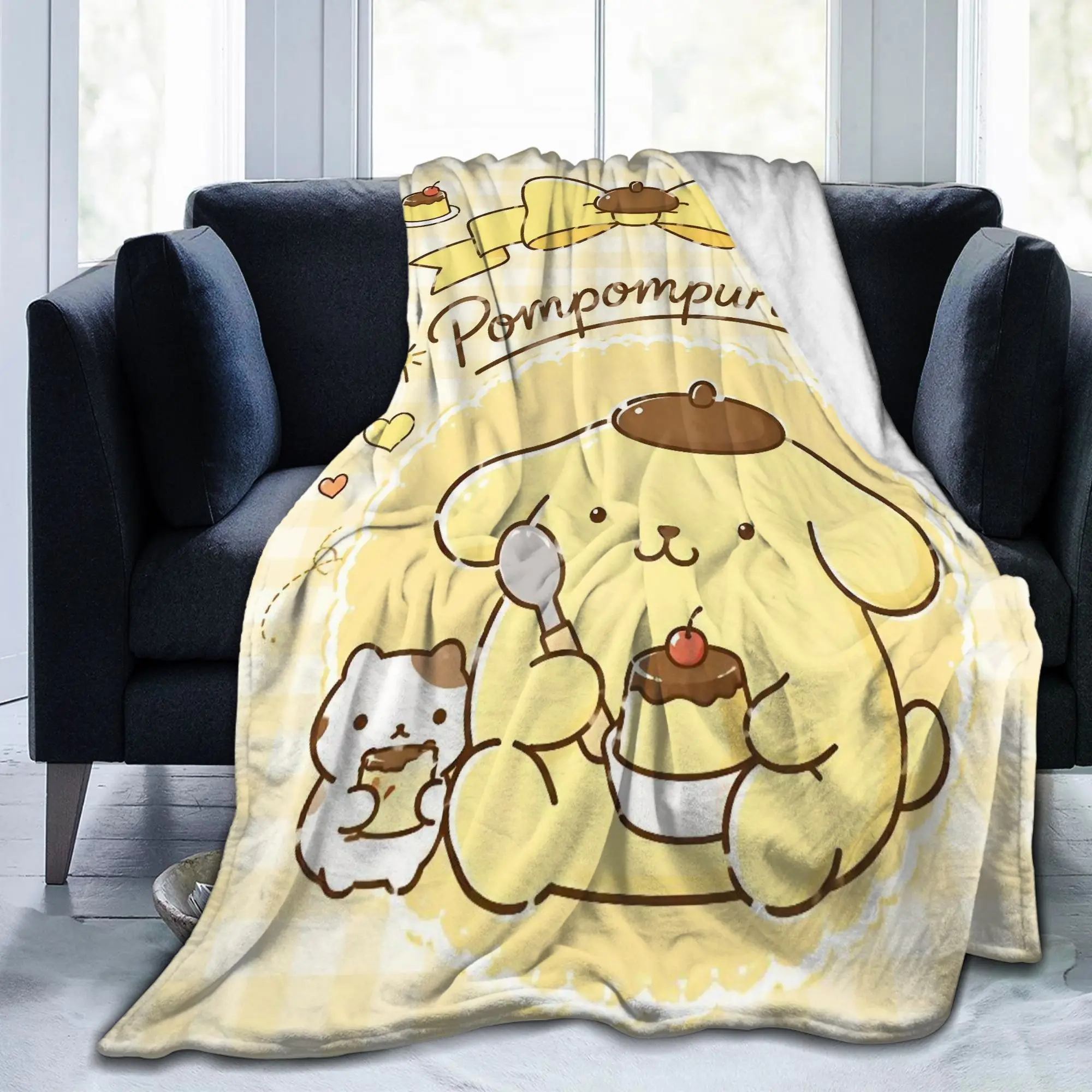 Pompompurins Kawaii Dessert Cute Dog Blanket Fleece Multi-function Lightweight Thin Throw Blanket for Sofa Bedroom Rug Piece