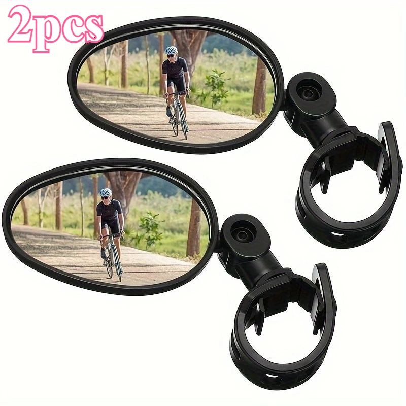 1/2PCS Fahrradspiegel, konvexe ovale Rückspiegel aus Acryl für Cycling360 ° Drehbare, stoßfeste Lenkermontage-Spiegel für Mountain &