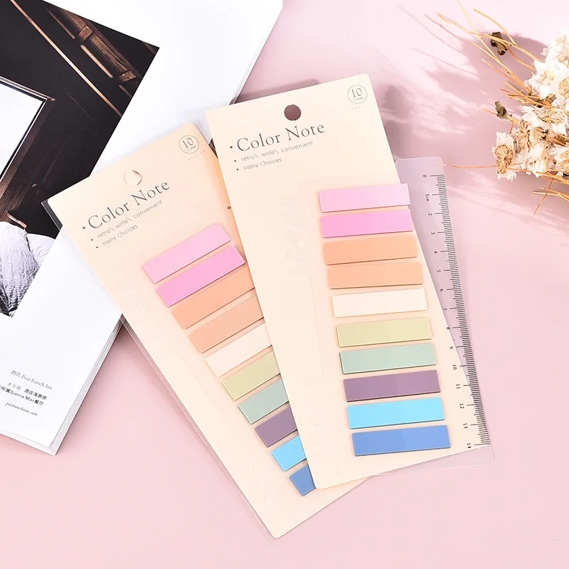 2pcs Vintage Colors Sticky Note Tabs Writable Index File Tabs Flags for Pages or Book Markers Reading Notes Classify File