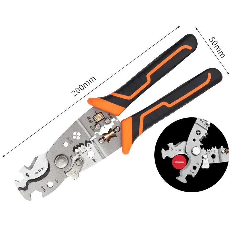 Szczypce elektryczne wielofunkcyjne 28 w 1, 200*50mm, do rozcięcia i zdejmowania izolacji z przewodów, specjalnie zaprojektowane dla elektryków.
