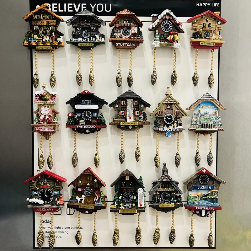 ألمانيا، سويسرا، النمسا، مونيخ، شوارزولد، ساعة الوقواق، مجسمة ثلاثية الأبعاد، هدايا تذكارية للسياحة، مغناطيس الثلاجة #3