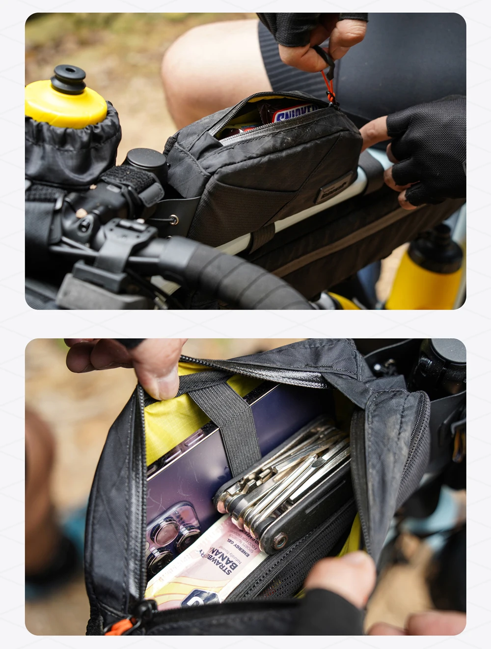 Rhinowalk Fahrrad-Frontrahmentasche, 1,2 l/2,1 l, wasserabweisende Fahrradaufbewahrung, Gepäckverpackung für MTB und Road Fit, größere Rahmenlänge – Detail 21