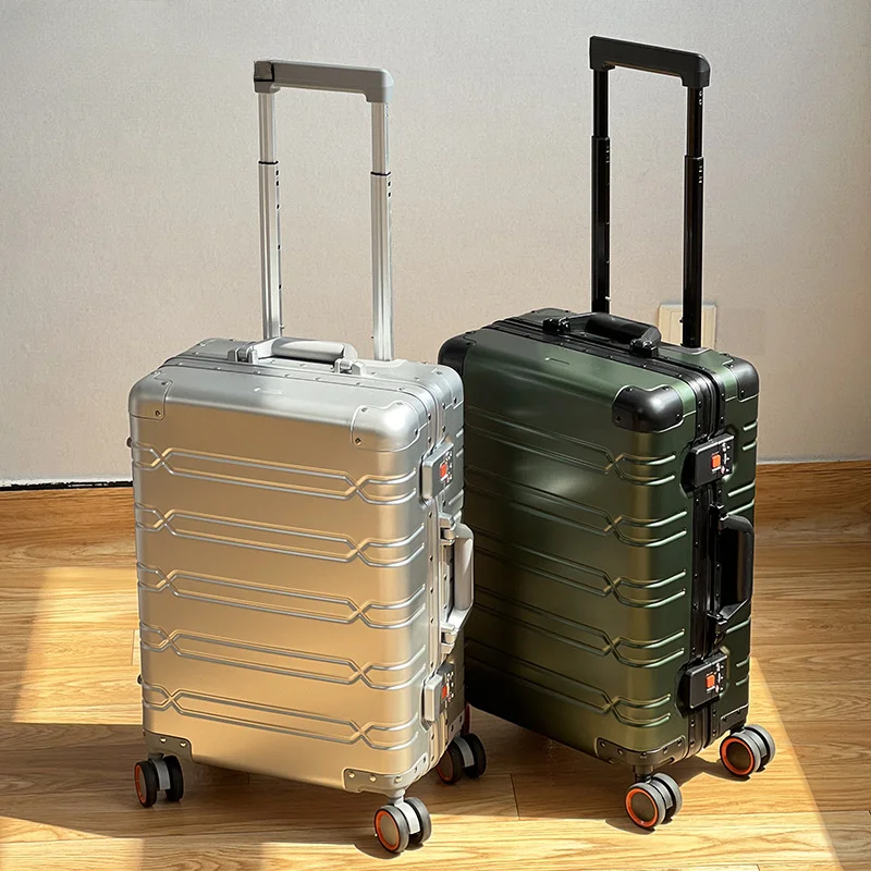 Travel suitcase on wheels high-quality trolley luggage bag lightweight luggage Aluminum-magnesium alloy trolley luggage bag