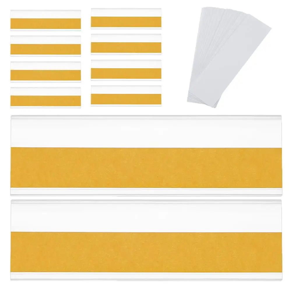 

30 Sets Clear PVC Label Holders Adhesive Shelf Price Signs Bookshelf ganizer Transparent Sign Display Pockets Supermarket Labels
