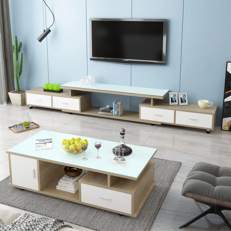 Simple Modern Living Room Furniture Creative Tempered Glass TV Stand
