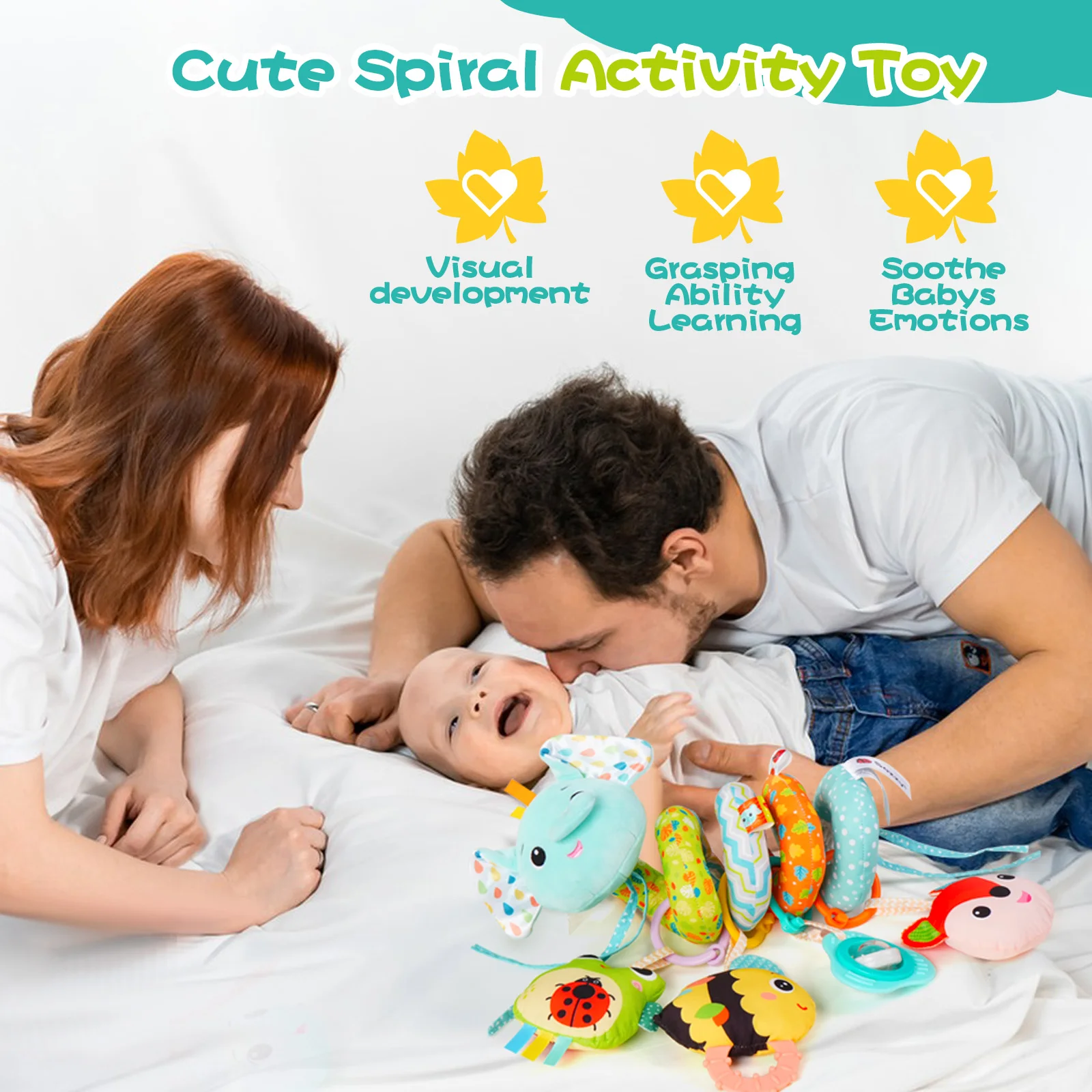 Spiral Car Seat Baby Toys 0-6 Months, Infant Carseat Sensory Toys Hanging Stroller Accessories, Newborn Shower Gift