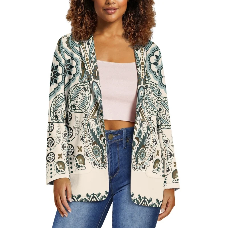 Noisydesigns Retro Floral Pattern Women Blazers And jackets Luxury Elegant Spring Office Ladies Split Cloth 2024 Autumn Dropship