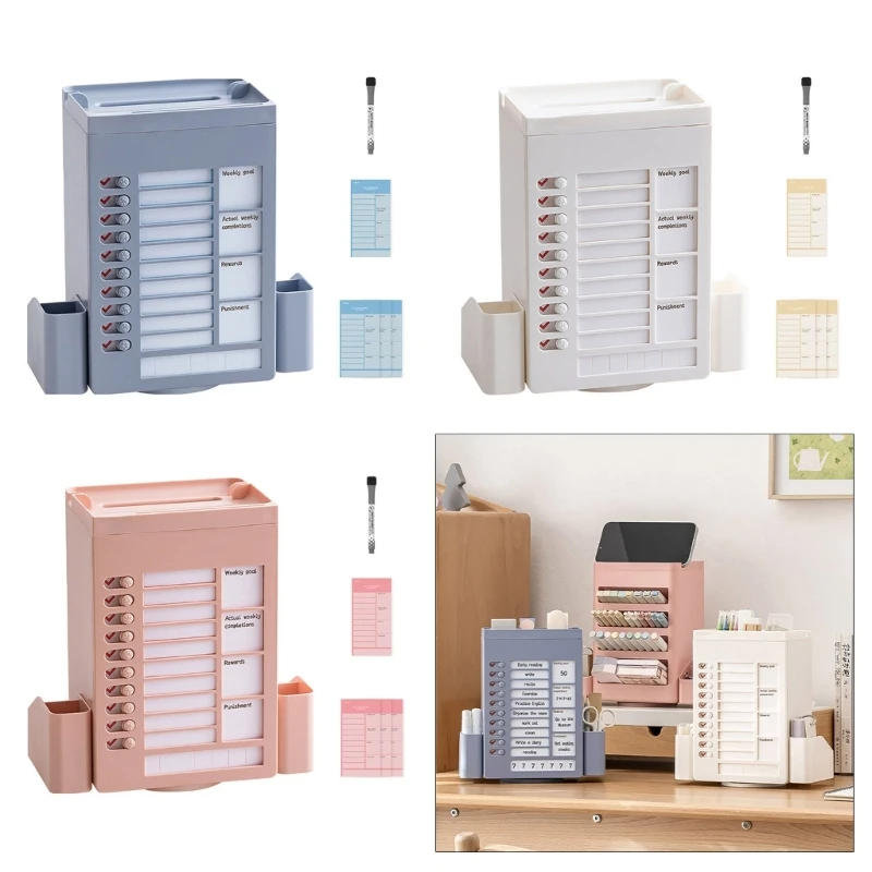 

Rotating Pen Organisers with Checklist Task Board, Multifunctional Desk Organisers 11 Compartment for Office Desk