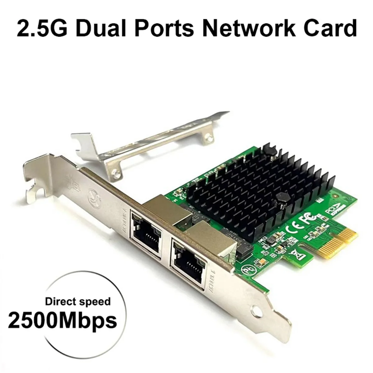 Carte réseau PCIe pour ordinateur de bureau, adaptateur Ethernet 2.5 Gigabit, puce RTL8125BG, PCI-E LAN, 2 ports, 2.5G