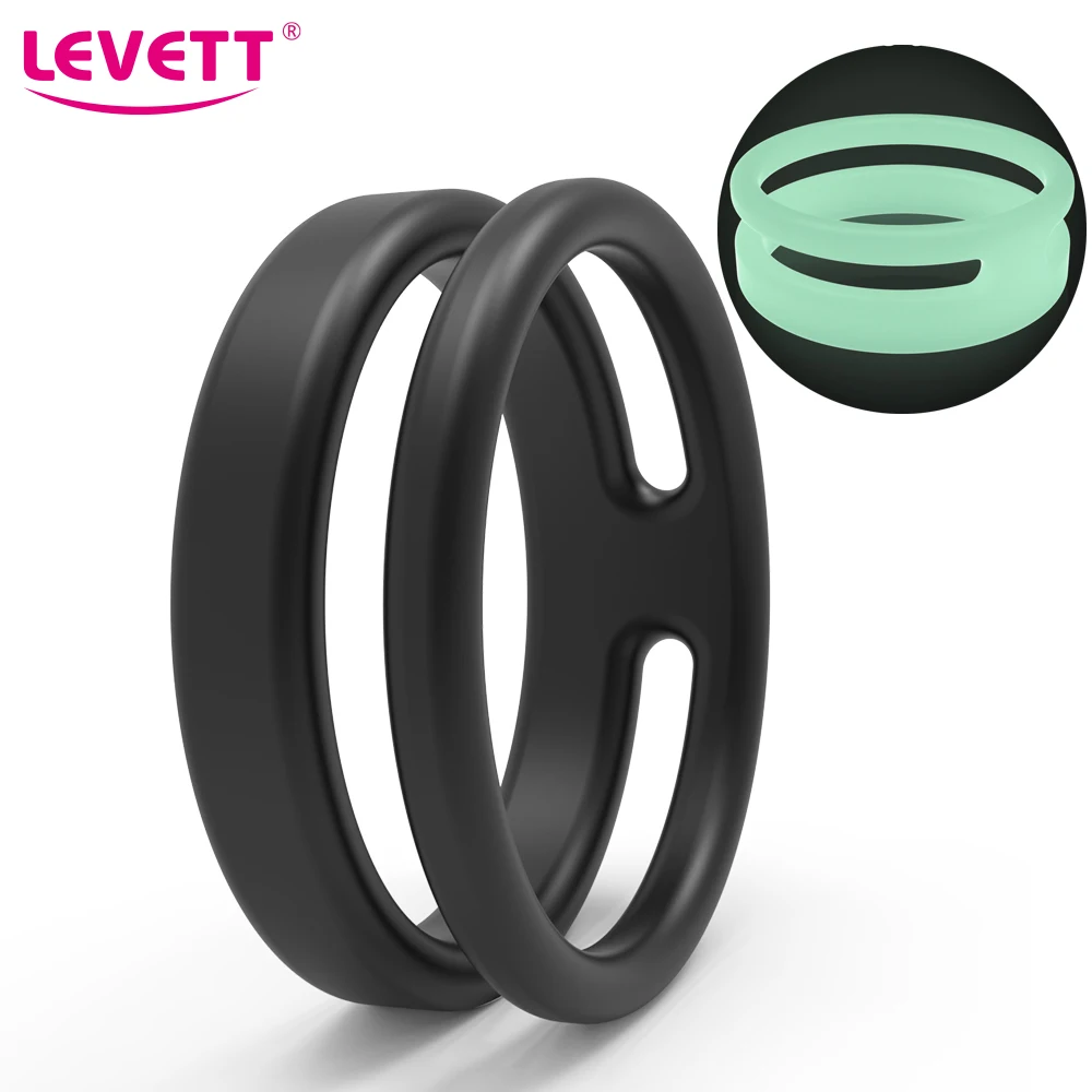 Male Dual Penis Ring Silicone Cock Rings Lock Delay Ejaculation Scrotal Binding Ball Stretcher Cockring Couples Sex Toy For Men