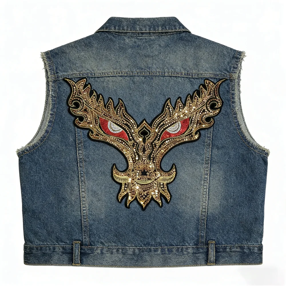 Embroidery Dragon Head Patches For Clothing Sew On Sticker Patches Sewing Accessories Clothes Jeans Decoration Punk Bike Style