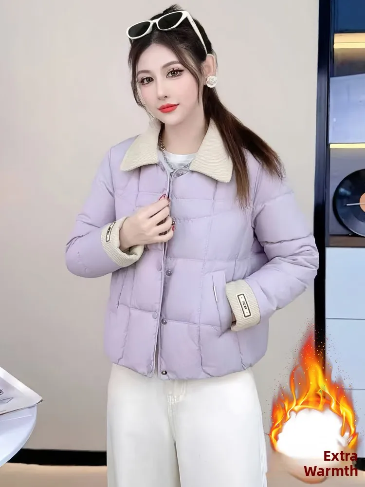 

Модная утепленная хлопковая куртка для женщин, зимнее теплое пальто с флисовой подкладкой и воротником-стойкой, корейская версия, свободный крой, верхняя одежда