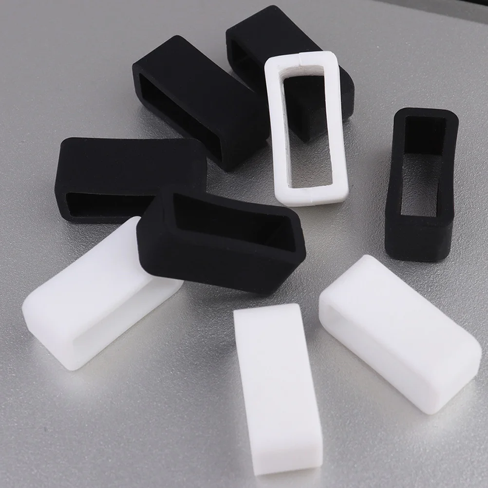 

8Pcs Watch Band Clasp Silicone Ring Electroplate Buckle for Watch Strong Lightweight Simple Design Fits Most Straps 26Mm Black