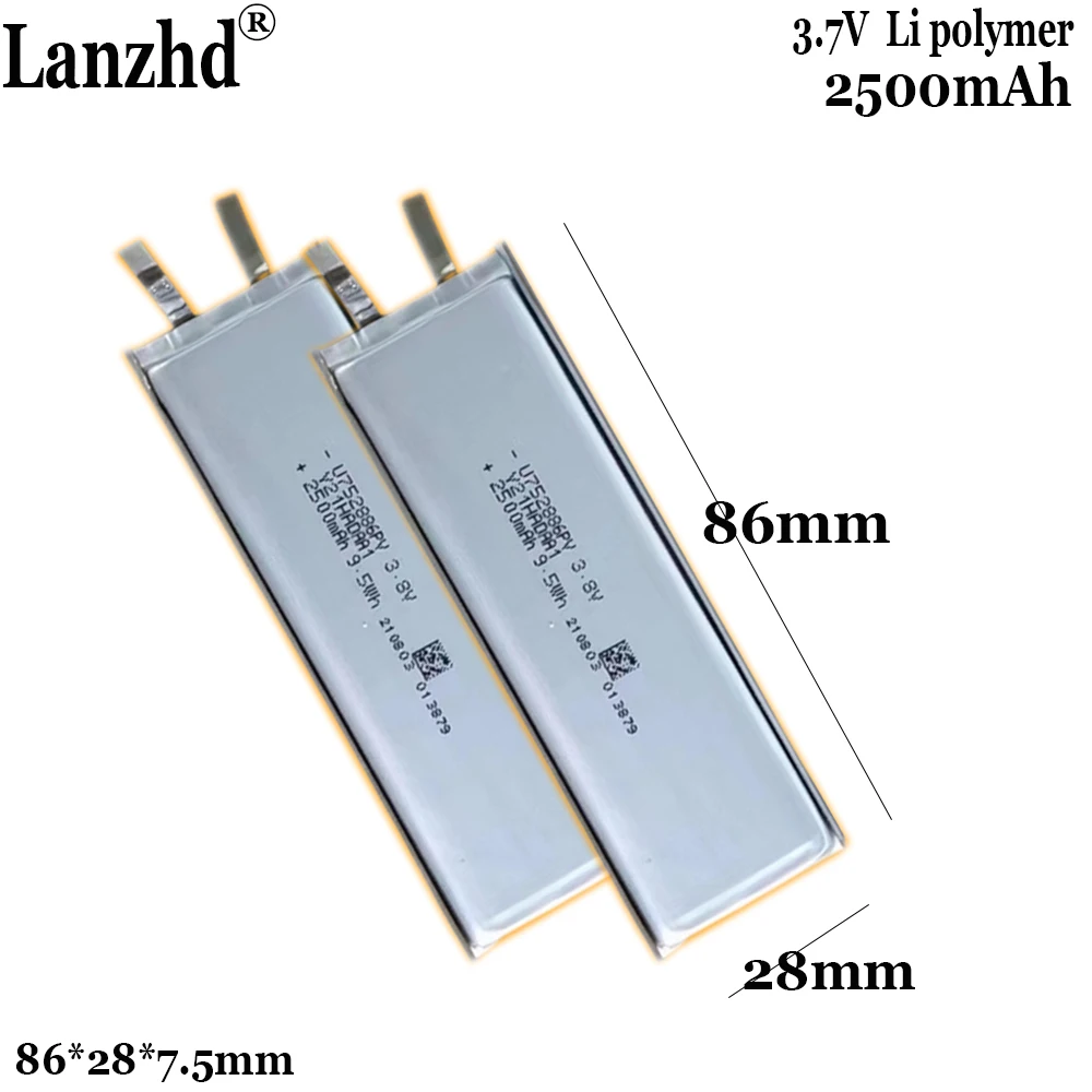 1-20Pcs 3.8V Li Polymer lithium Battery 2500mAh  For toy medical wireless straightening comb 752886 752885