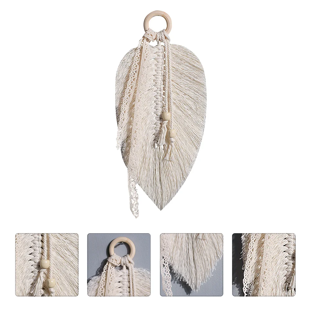 Tasseled Leaf Tapestry Home Decor Hand Woven Wall Hanging Pendant Adornment Household