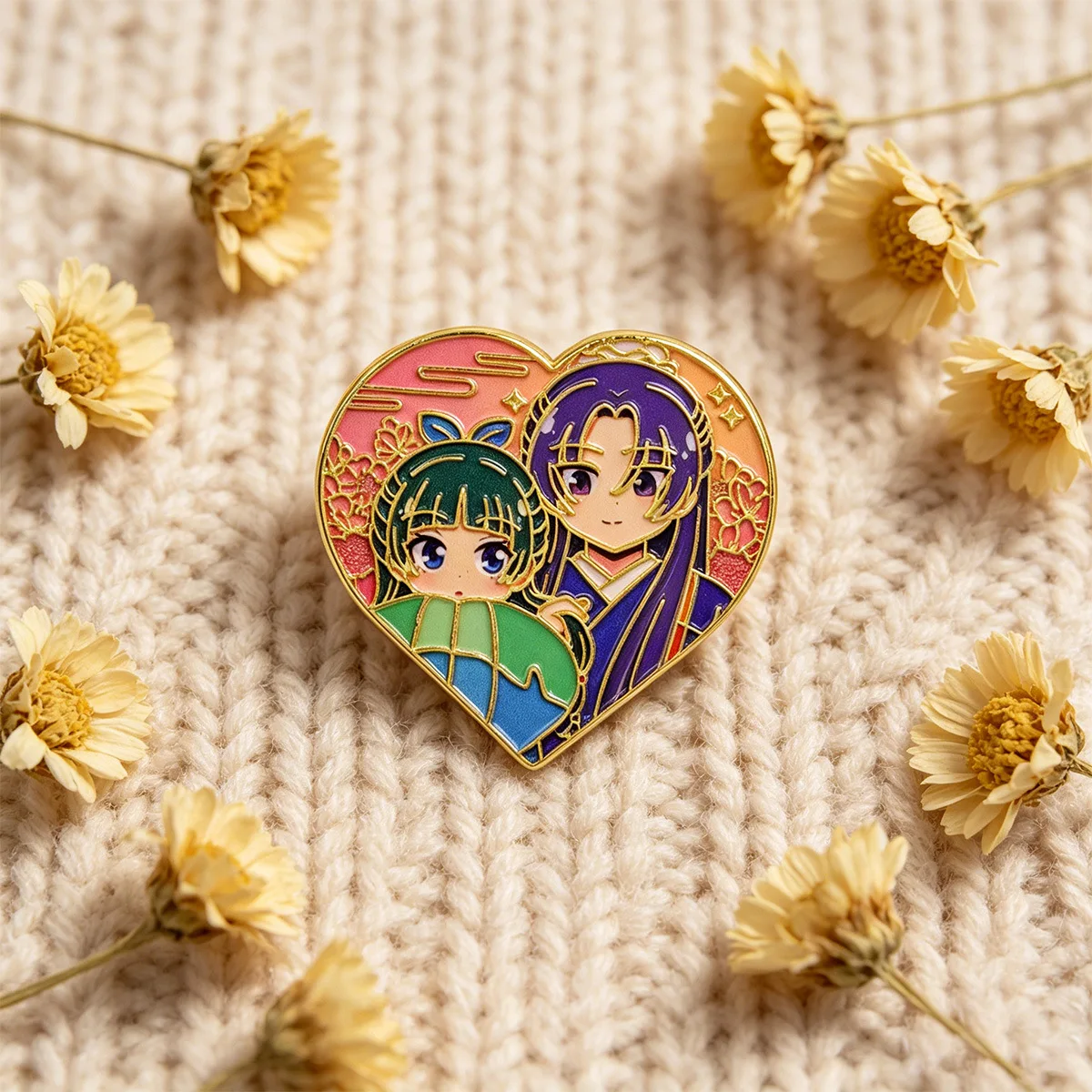  The Apothecary Diaries Maomao Jinshi Heart Shape Enamel Pins Couple Badge Lapel Brooch Backpack Clothing Decor Fans Props Gift 