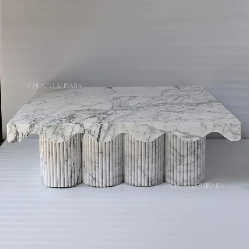 Nordic Modern Furniture Modern Living Room Furniture Travertine Limestone Table Natural Arabescato Marble Coffee Table