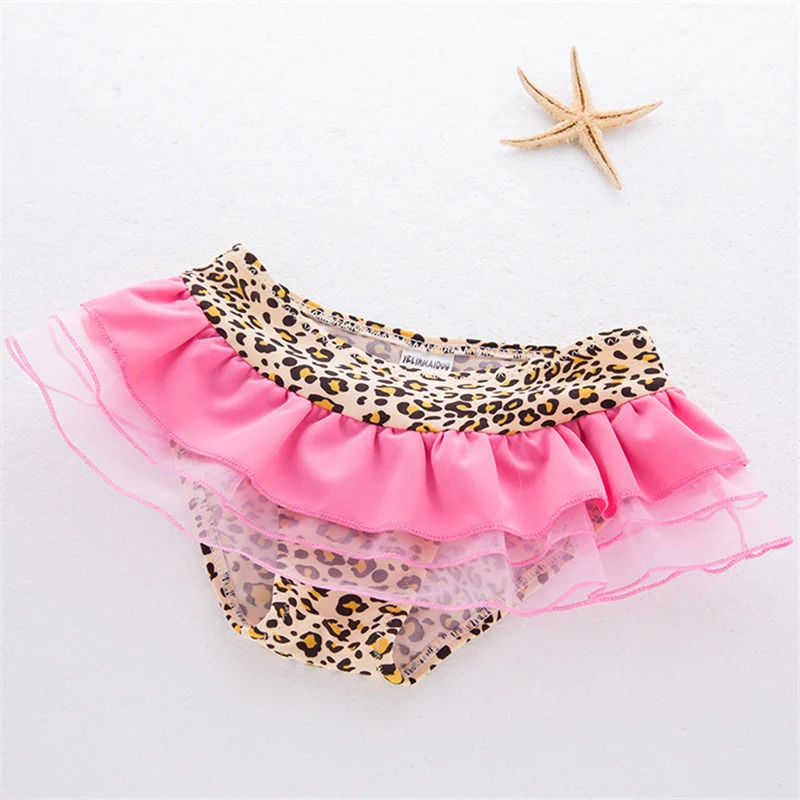 أطفال بنات الوردي ليوبارد ملابس السباحة طفل الطفل بحر بيكيني مجموعة السباحة الفتيات ثوب السباحة