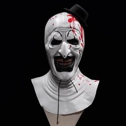 Terrifier 3 Clown Mask Cosplay Scary Bloody Demon Evil Joker Hat Latex Mask Women Men Halloween Roleplay Outfit Prop