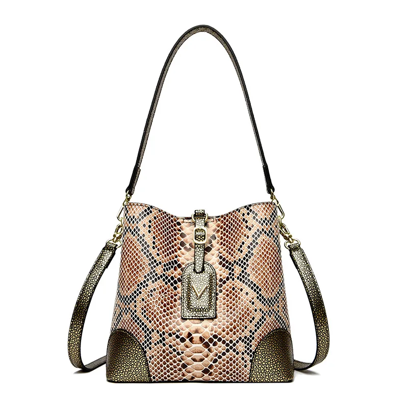 Somenie hot-selling premium texture snake pattern bucket bag women's 2026 new light luxury niche portable shoulder messenger bag